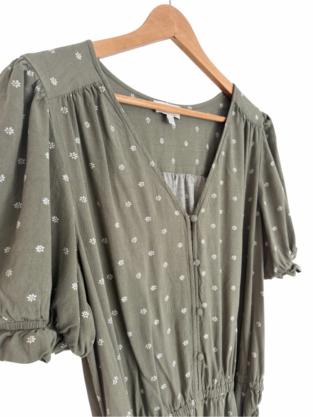 NWT ($99) Lucky Brand Olive Green Printed V-Neck Jumpsuit with Belt Sz XL - Picture 10 of 14
